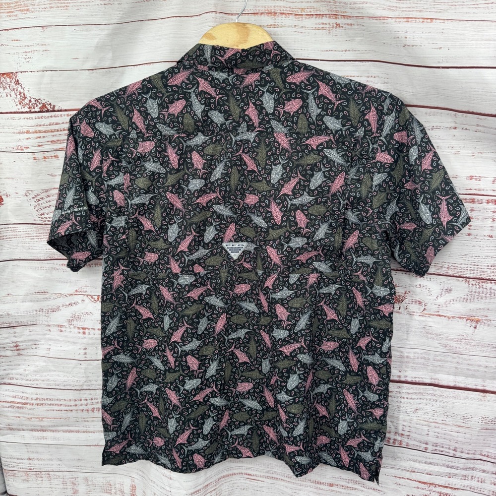 Columbia‎ PFG Shirt Mens XL Sportswear Fishing Short Sleeve Tuna Fish Button Up - Picture 7 of 10